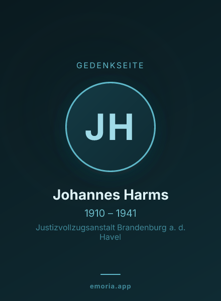 Gedenkportrait von Johannes Harms