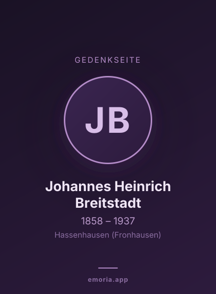 Gedenkportrait von Johannes Heinrich Breitstadt