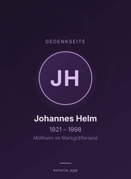 Gedenkportrait von Johannes Helm