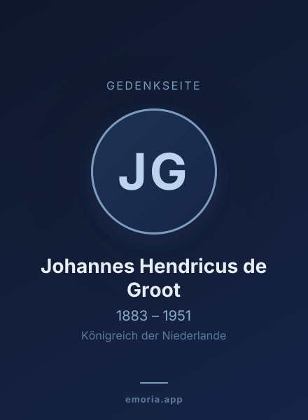 Gedenkportrait von Johannes Hendricus de Groot