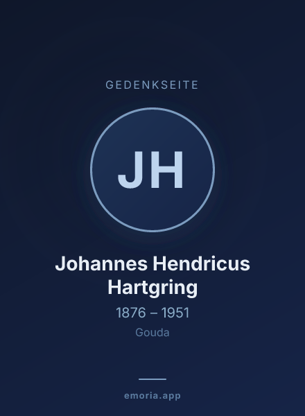 Gedenkportrait von Johannes Hendricus Hartgring