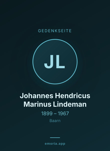 Gedenkportrait von Johannes Hendricus Marinus Lindeman