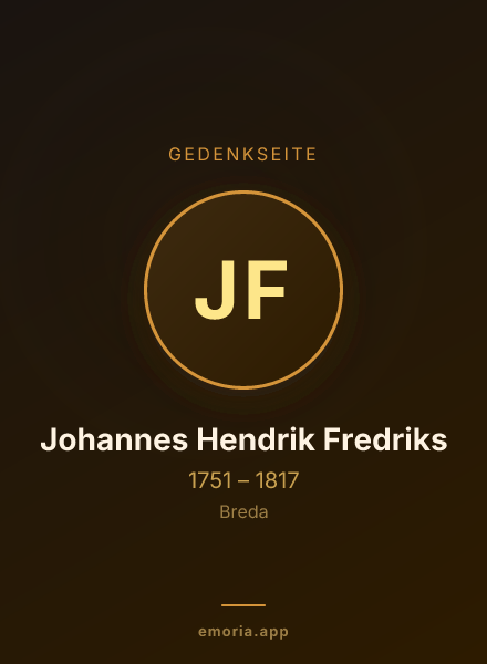 Gedenkportrait von Johannes Hendrik Fredriks