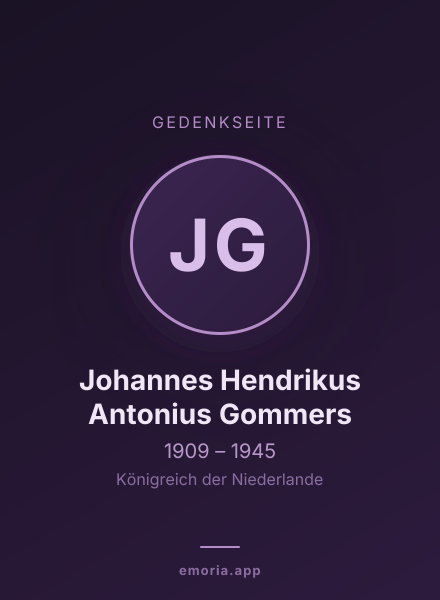 Gedenkportrait von Johannes Hendrikus Antonius Gommers