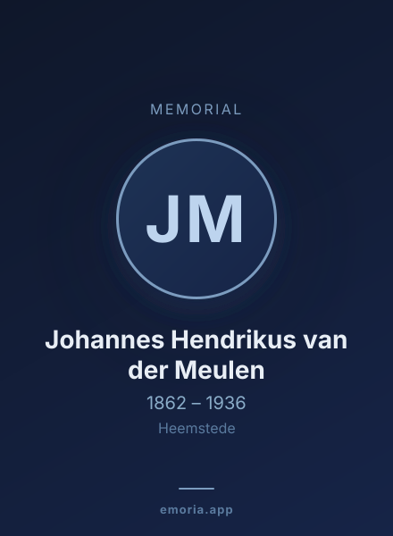 Memorial portrait of Johannes Hendrikus van der Meulen