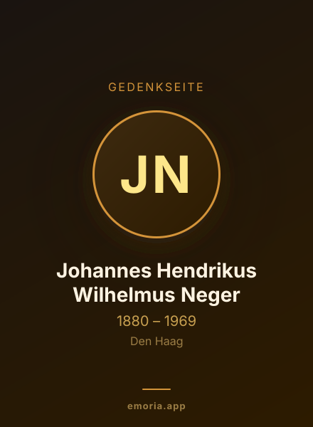 Gedenkportrait von Johannes Hendrikus Wilhelmus Neger