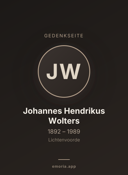 Gedenkportrait von Johannes Hendrikus Wolters