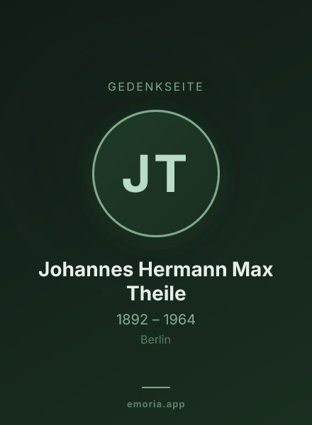 Gedenkportrait von Johannes Hermann Max Theile