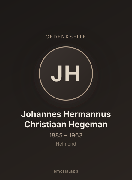 Gedenkportrait von Johannes Hermannus Christiaan Hegeman