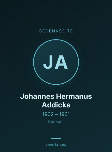 Gedenkportrait von Johannes Hermanus Addicks