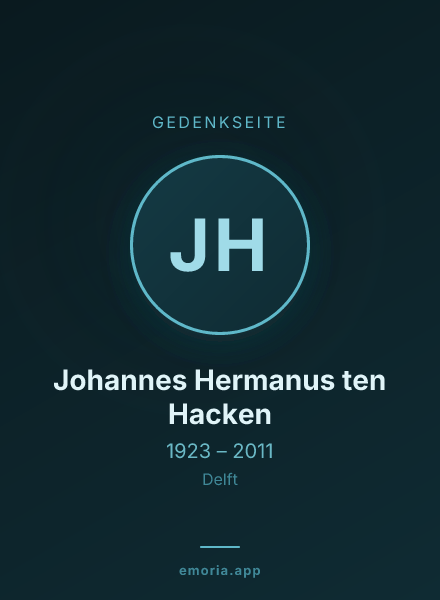 Gedenkportrait von Johannes Hermanus ten Hacken