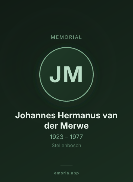 Memorial portrait of Johannes Hermanus van der Merwe