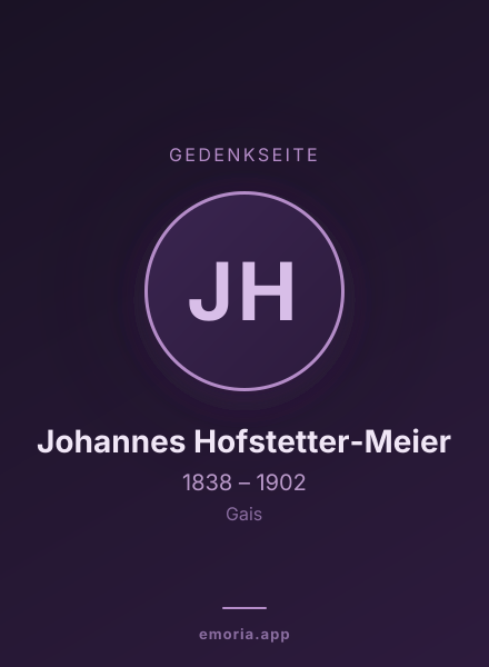 Gedenkportrait von Johannes Hofstetter-Meier