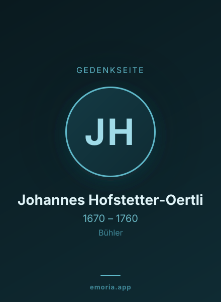 Gedenkportrait von Johannes Hofstetter-Oertli