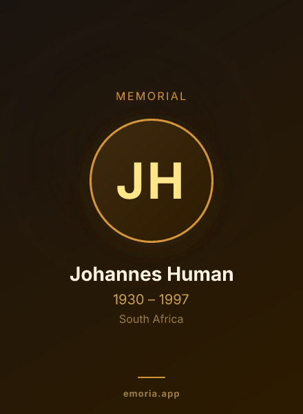 Memorial portrait of Johannes Human