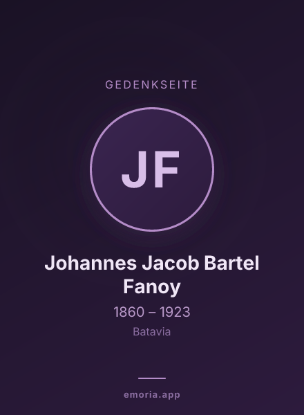 Gedenkportrait von Johannes Jacob Bartel Fanoy