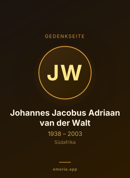 Gedenkportrait von Johannes Jacobus Adriaan van der Walt