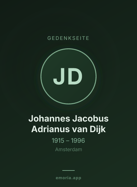Gedenkportrait von Johannes Jacobus Adrianus van Dijk