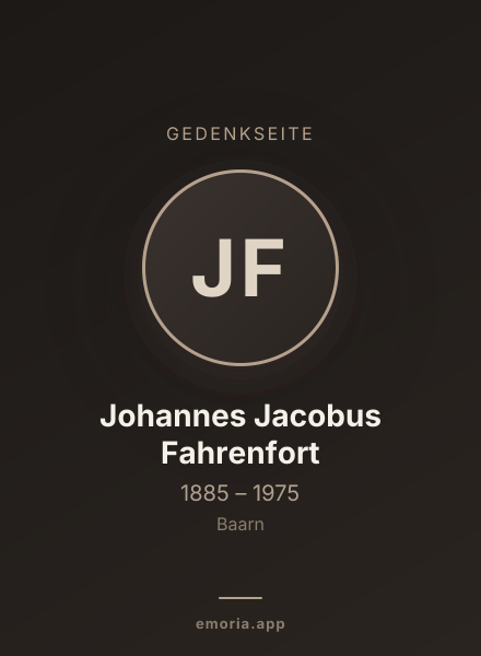 Gedenkportrait von Johannes Jacobus Fahrenfort