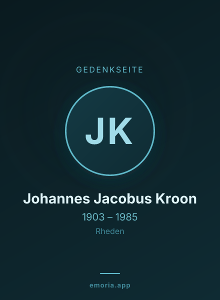 Gedenkportrait von Johannes Jacobus Kroon