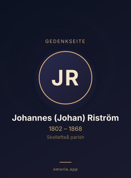 Gedenkportrait von Johannes (Johan) Riström