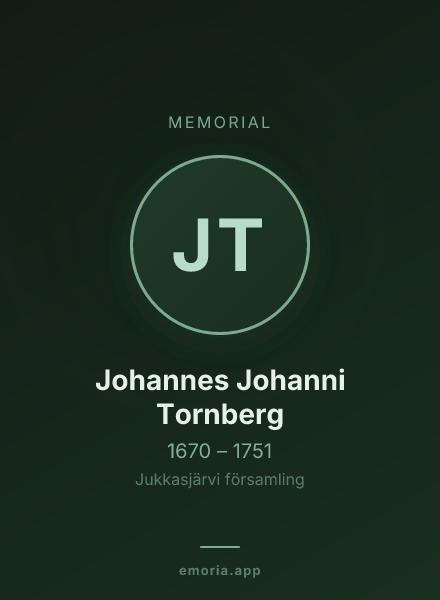 Memorial portrait of Johannes Johanni Tornberg