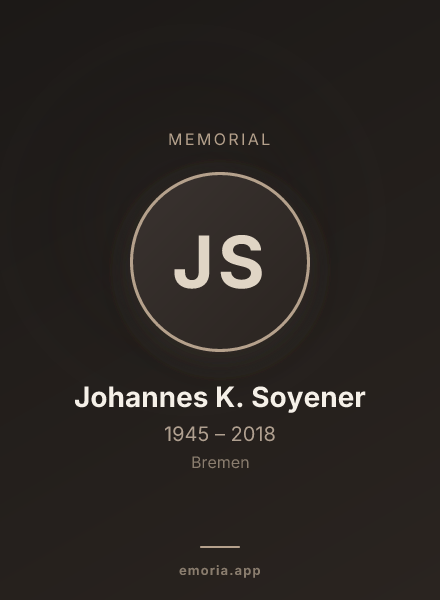 Memorial portrait of Johannes K. Soyener