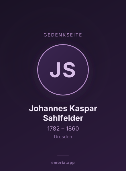 Gedenkportrait von Johannes Kaspar Sahlfelder