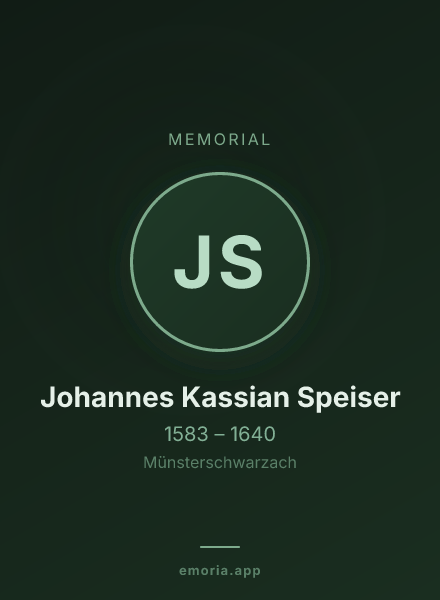 Memorial portrait of Johannes Kassian Speiser