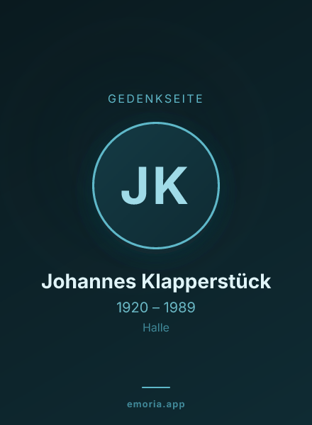Gedenkportrait von Johannes Klapperstück