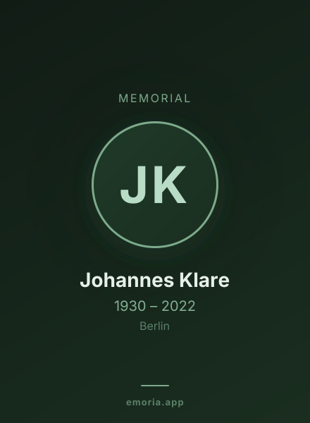 Memorial portrait of Johannes Klare