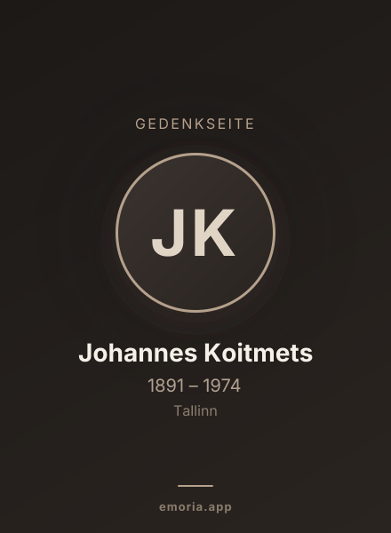 Gedenkportrait von Johannes Koitmets