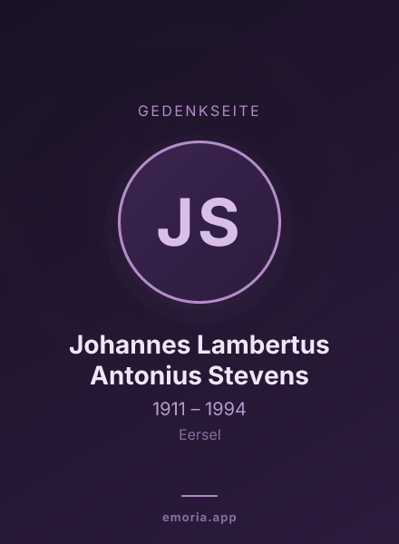 Gedenkportrait von Johannes Lambertus Antonius Stevens
