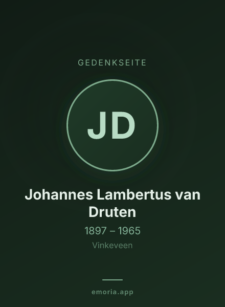 Gedenkportrait von Johannes Lambertus van Druten