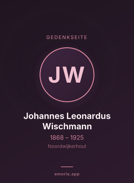 Gedenkportrait von Johannes Leonardus Wischmann