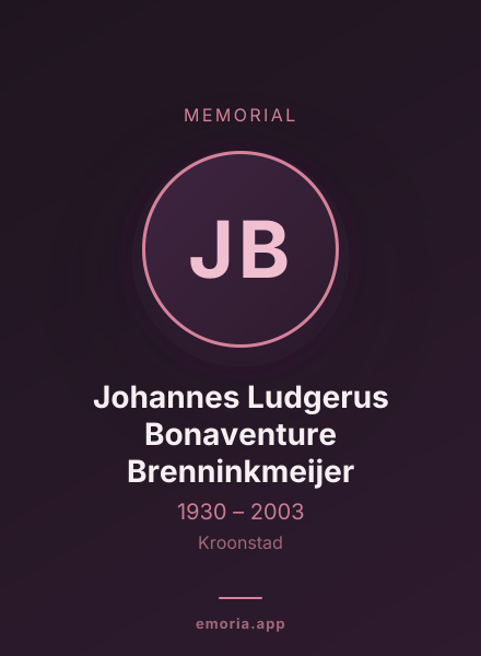 Memorial portrait of Johannes Ludgerus Bonaventure Brenninkmeijer