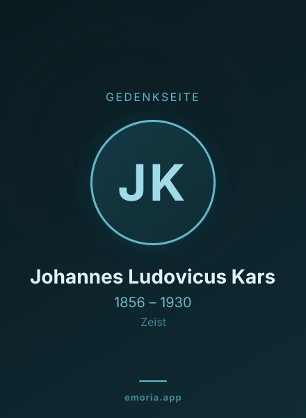 Gedenkportrait von Johannes Ludovicus Kars