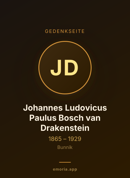 Gedenkportrait von Johannes Ludovicus Paulus Bosch van Drakenstein