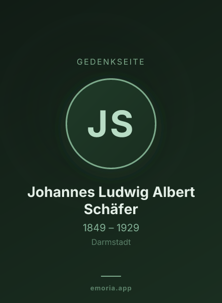 Gedenkportrait von Johannes Ludwig Albert Schäfer