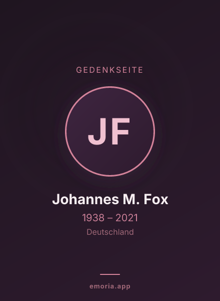 Gedenkportrait von Johannes M. Fox