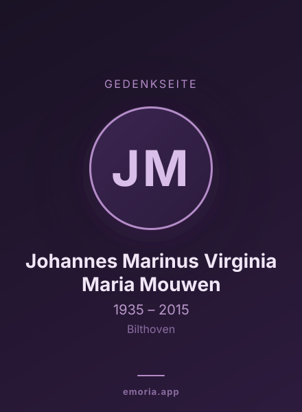Gedenkportrait von Johannes Marinus Virginia Maria Mouwen