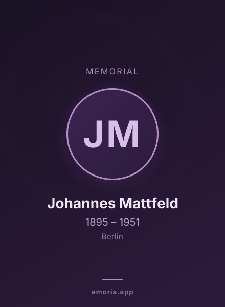 Memorial portrait of Johannes Mattfeld