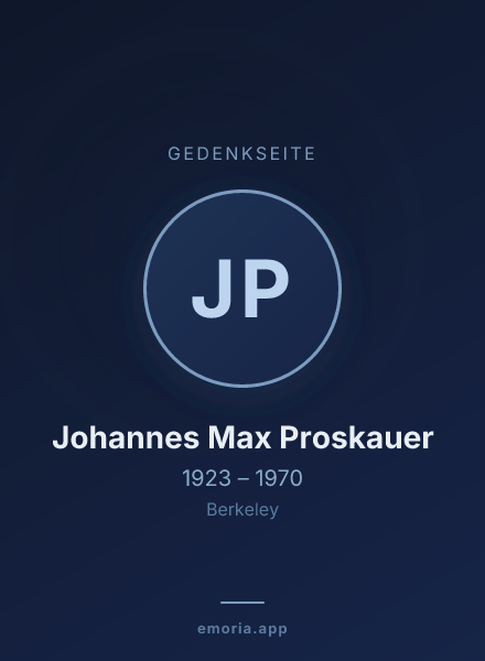 Gedenkportrait von Johannes Max Proskauer
