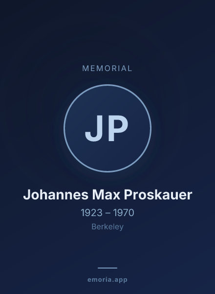 Memorial portrait of Johannes Max Proskauer