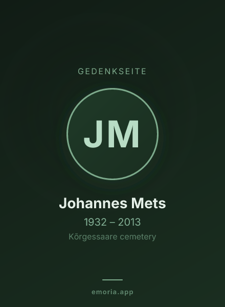 Gedenkportrait von Johannes Mets