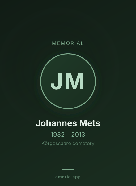 Memorial portrait of Johannes Mets