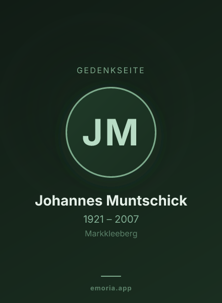 Gedenkportrait von Johannes Muntschick
