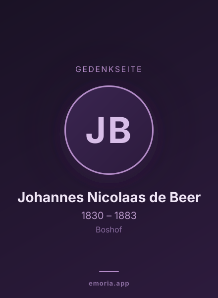 Gedenkportrait von Johannes Nicolaas de Beer
