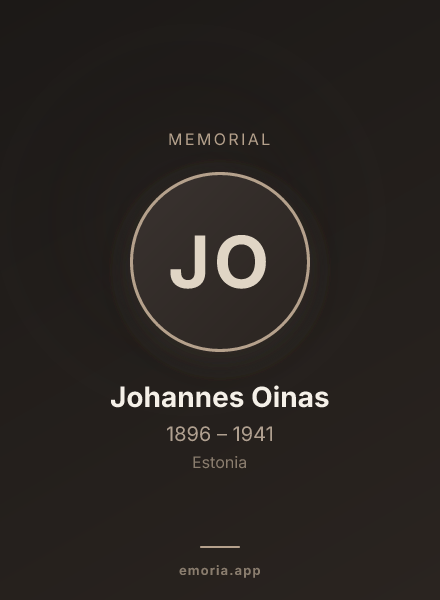 Memorial portrait of Johannes Oinas