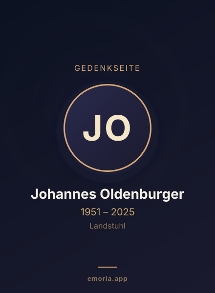 Gedenkportrait von Johannes Oldenburger